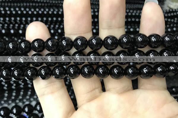 CAA2405 15.5 inches 10mm round black agate beads wholesale