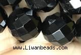 CAA2422 15.5 inches 18mm faceted round black agate beads wholesale