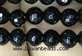 CAA2425 15.5 inches 4mm faceted round black agate beads wholesale