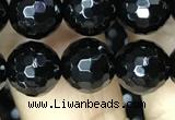 CAA2428 15.5 inches 10mm faceted round black agate beads wholesale