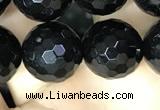 CAA2431 15.5 inches 16mm faceted round black agate beads wholesale