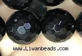 CAA2433 15.5 inches 20mm faceted round black agate beads wholesale