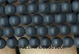 CAA2446 15.5 inches 3mm round matte black agate beads wholesale