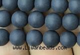 CAA2448 15.5 inches 6mm round matte black agate beads wholesale