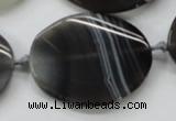 CAA245 15.5 inches 30*40mm twisted oval grey line agate beads