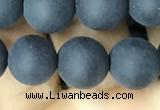 CAA2451 15.5 inches 12mm round matte black agate beads wholesale