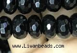 CAA2471 15.5 inches 6*10mm faceted rondelle black agate beads