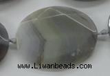 CAA248 15.5 inches 30*40mm faceted oval grey line agate beads