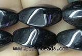 CAA2482 15.5 inches 6*12mm twisted rice black agate beads