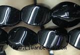 CAA2485 15.5 inches 8*12mm twisted rice black agate beads