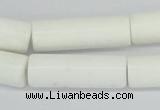 CAA25 15.5 inches 10*30mm cylinder white agate gemstone beads