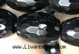 CAA2505 15.5 inches 15*20mm faceted rice black agate beads wholesale