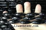 CAA2506 15.5 inches 10*30mm faceted rice black agate beads wholesale