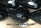 CAA2517 15.5 inches 15*20mm faceted teardrop black agate beads