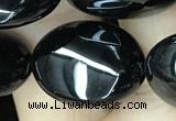 CAA2540 15.5 inches 13*18mm oval black agate beads wholesale