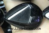 CAA2551 15.5 inches 18*25mm flat teardrop black agate beads wholesale