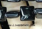 CAA2555 15.5 inches 10*10mm square black agate beads wholesale