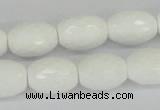 CAA26 15.5 inches 12*16mm faceted rice white agate gemstone beads