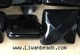 CAA2612 15.5 inches 18*18mm faceted square black agate beads