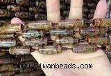 CAA2664 15.5 inches 10*28mm - 11*30mm rice tibetan agate dzi beads