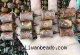 CAA2684 15.5 inches 14*19mm - 15*20mm bone tibetan agate dzi beads