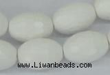 CAA27 15.5 inches 15*20mm faceted rice white agate gemstone beads