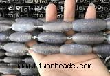 CAA2713 15.5 inches 14*38mm - 16*43mm rice tibetan agate dzi beads