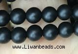 CAA2761 15.5 inches 4mm round matte black agate beads wholesale