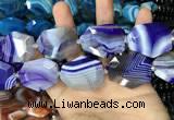 CAA2771 25*32mm - 27*35mm faceted freeform line agate beads