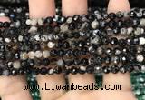 CAA2813 15 inches 4mm faceted round fire crackle agate beads wholesale