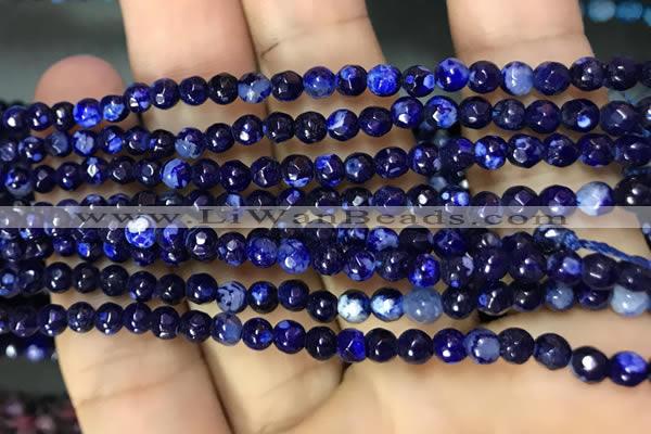 CAA2835 15 inches 4mm faceted round fire crackle agate beads wholesale