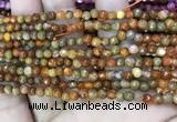 CAA2841 15 inches 4mm faceted round fire crackle agate beads wholesale