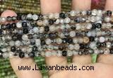 CAA2846 15 inches 4mm faceted round fire crackle agate beads wholesale