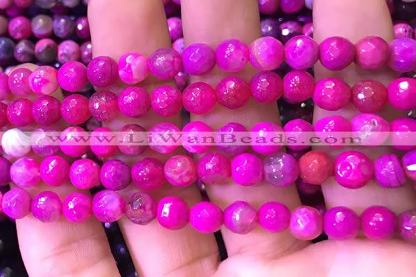 CAA2894 15 inches 6mm faceted round fire crackle agate beads wholesale