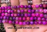 CAA2899 15 inches 6mm faceted round fire crackle agate beads wholesale