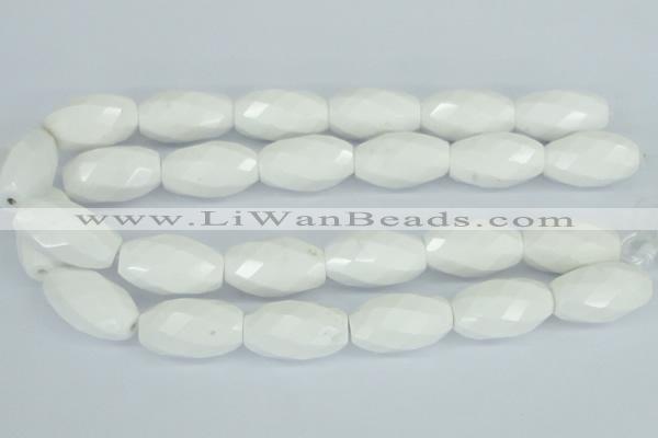 CAA29 15.5 inches 18*30mm faceted rice white agate gemstone beads