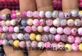 CAA2911 15 inches 6mm faceted round fire crackle agate beads wholesale