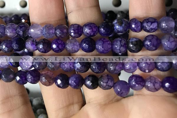 CAA2929 15 inches 6mm faceted round fire crackle agate beads wholesale