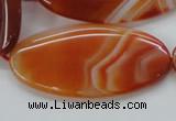 CAA296 15.5 inches 30*60mm oval red line agate gemstone beads