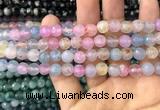 CAA2960 15 inches 8mm faceted round fire crackle agate beads wholesale