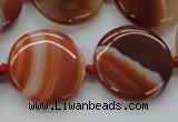 CAA298 15.5 inches 25mm flat round red line agate gemstone beads