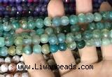 CAA2999 15 inches 8mm faceted round fire crackle agate beads wholesale