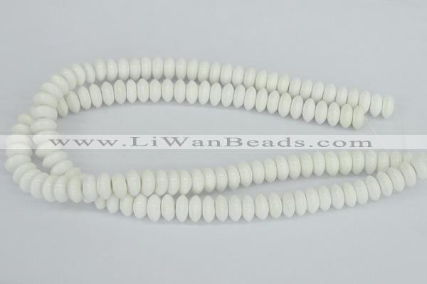 CAA30 15.5 inches 6*12mm rondelle white agate gemstone beads