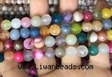 CAA3004 15 inches 8mm faceted round fire crackle agate beads wholesale