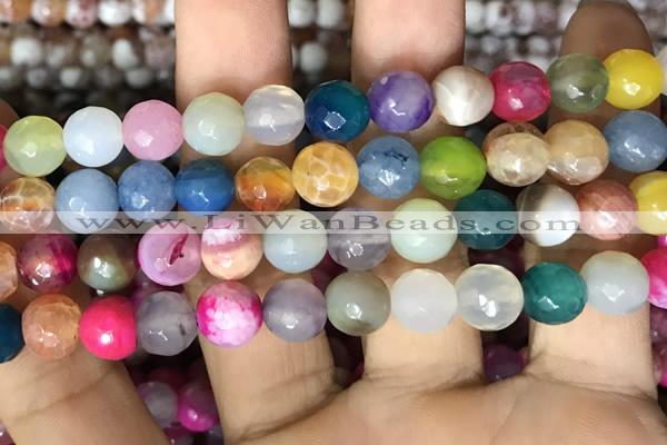 CAA3004 15 inches 8mm faceted round fire crackle agate beads wholesale