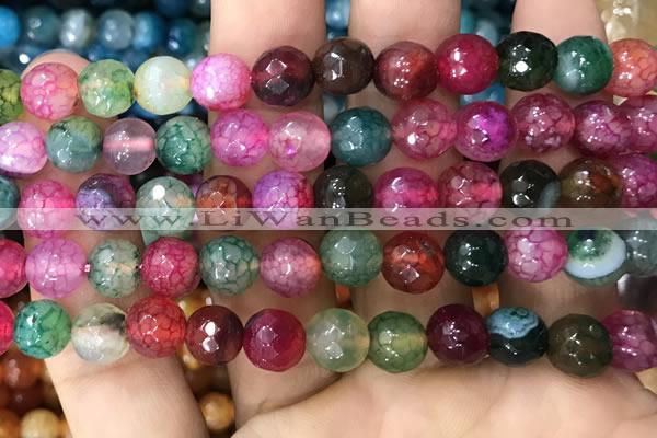 CAA3010 15 inches 8mm faceted round fire crackle agate beads wholesale