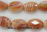 CAA302 15.5 inches 13*18mm faceted oval red line agate beads