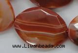 CAA304 15.5 inches 28*40mm faceted oval red line agate beads