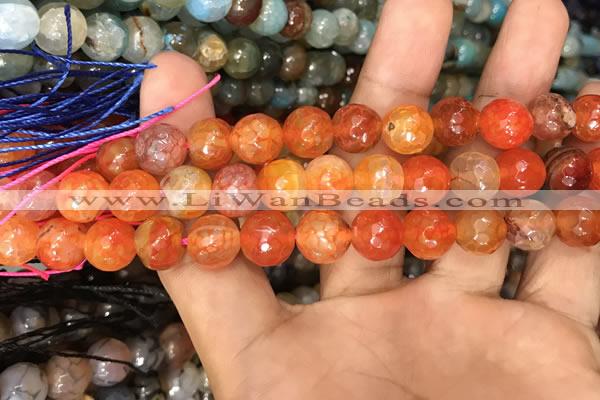 CAA3042 15 inches 10mm faceted round fire crackle agate beads wholesale