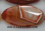 CAA305 15.5 inches 32*52mm faceted oval red line agate beads